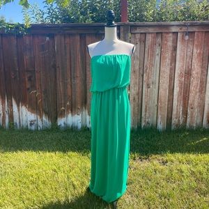 Express Green Strapless Maxi Dress Size S